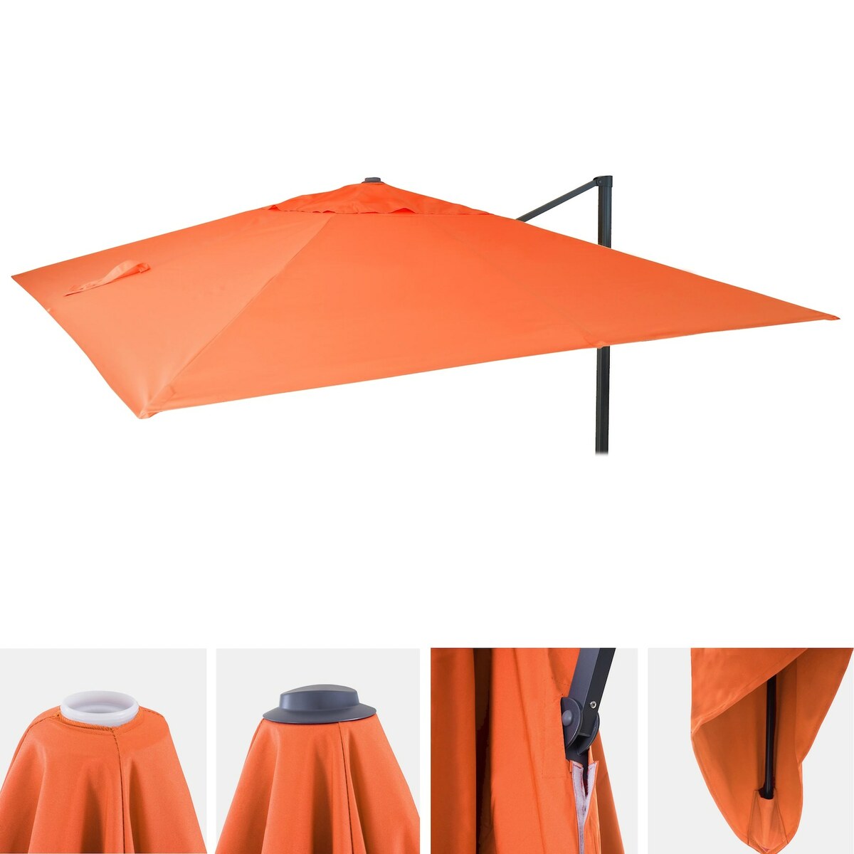 Bild 1 von Ersatz-Bezug für Luxus-Ampelschirm MCW-A96, Sonnenschirmbezug Ersatzbezug, 3,5x3,5m (Ø4,95m) Polyester 4kg ~ terracotta