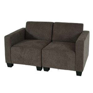 Modular 2-Sitzer Sofa Couch Moncalieri, Stoff/Textil ~ braun