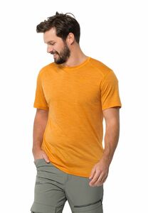 Jack Wolfskin Kammweg S/S Men Herren T-shirt aus Merinowolle S braun orange pop