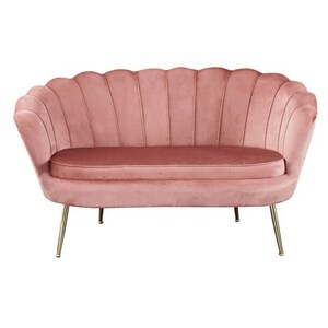 CASAVANTI Sofa 2-Sitzer rose - Inklusive hohem Sitzkissen - Samtbezug - Chromgestell - vergoldet - Muschelsofa - Loungesofa