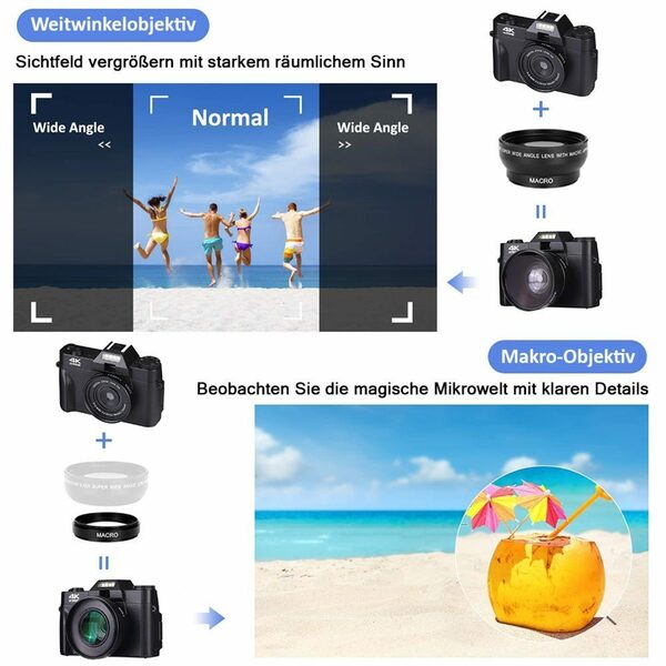 Bild 2 von Fine Life Pro 4K Ultra HD R10 Digitalkamera Systemkamera (48 MP, 16x opt. Zoom, WLAN (Wi-Fi), inkl. 4K-Videofunktion, 5 Serienbildfunktionen, 16-facher Digitalzoom, Kostenlose 32-GB-Speicherkart