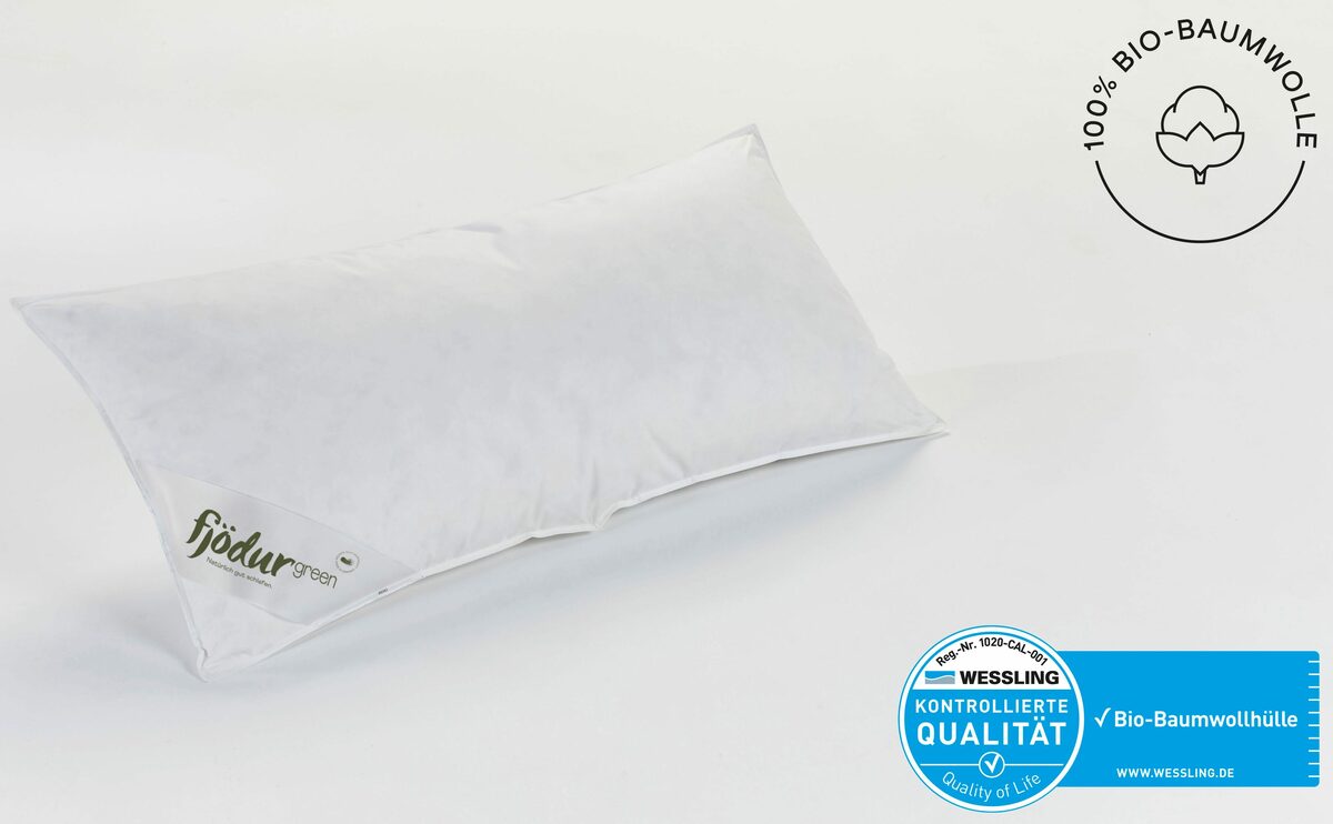 Bild 2 von 3-Kammer-Kopfkissen »Fleur«, fjödur, Füllung: Außen: 50% Daunen % 50 %Federn, Innenkern aus Federn, Bezug: Bio-Baumwolle, Das Kissen gibt es in den Größen 40 x 80 und 80 x 80 cm.