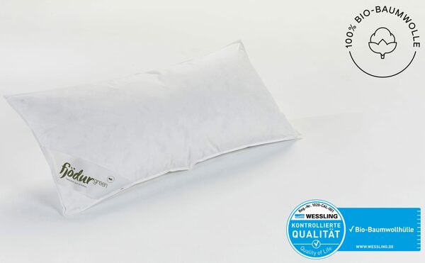 Bild 2 von 3-Kammer-Kopfkissen »Fleur«, fjödur, Füllung: Außen: 50% Daunen % 50 %Federn, Innenkern aus Federn, Bezug: Bio-Baumwolle, Das Kissen gibt es in den Größen 40 x 80 und 80 x 80 cm.