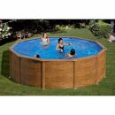 Bild 1 von Summer Fun Stahlwand-Pool Set Holz-Dekor RIMINI Aufstellb. rund Ø 350 x 120cm