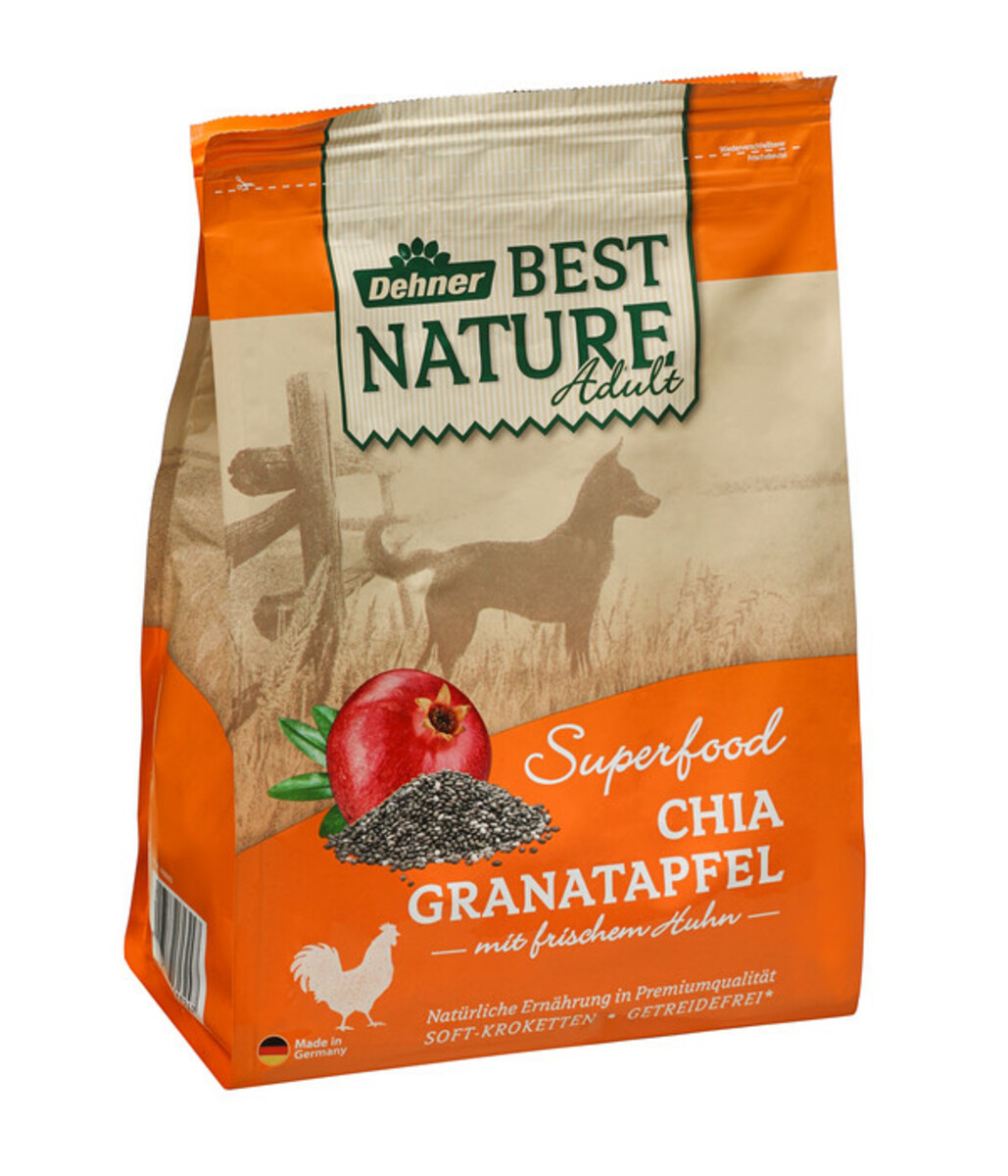 Bild 1 von Dehner Best Nature Trockenfutter für Hunde Adult Superfood, Chia Granatapfel