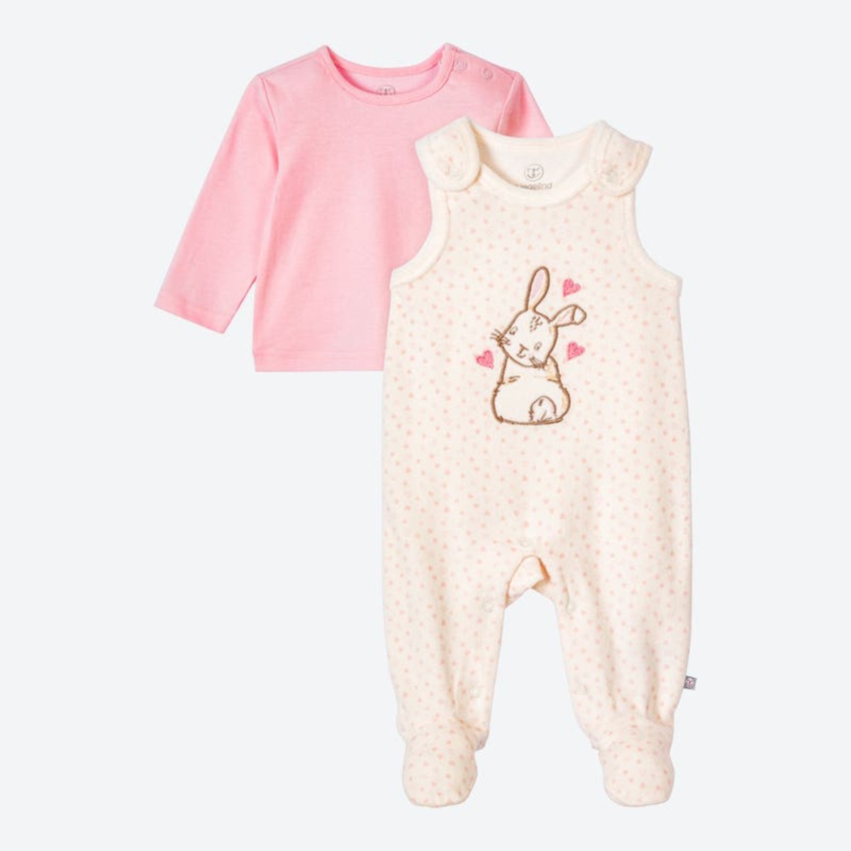 Bild 1 von Baby-Mädchen-Strampler-Set mit Hasen-Stickerei, 2-teilig