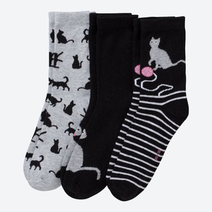 Damen-Socken mit Trend-Design, 3er-Pack