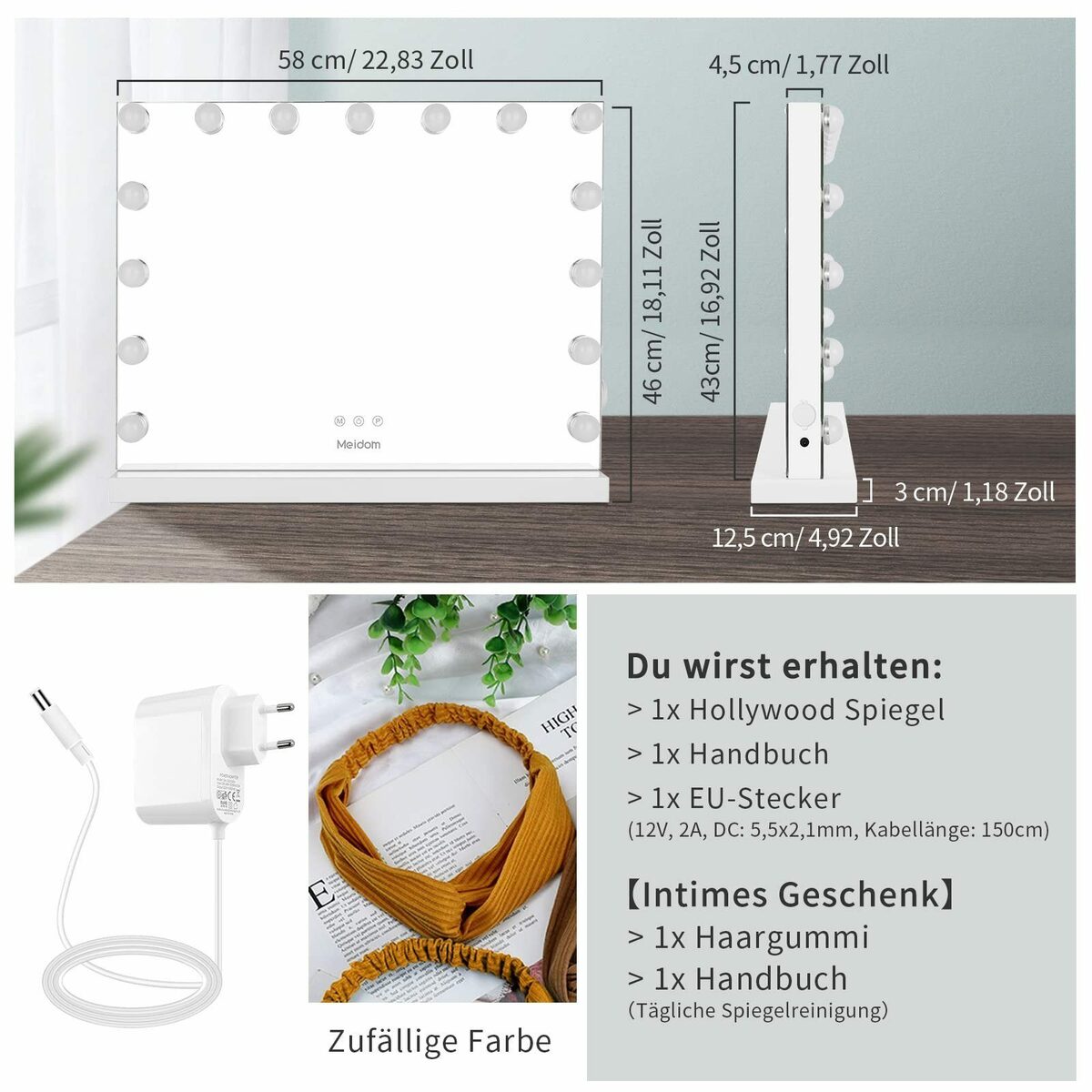 Bild 4 von Fine Life Pro Kosmetikspiegel Hollywood Kosmetikspiegel 15LED (Set), LED,Touch-Steuerung Schminkspiegel Hollywood-Stil