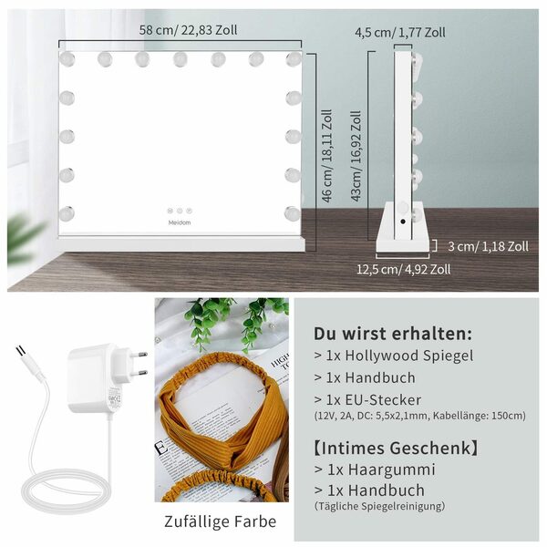 Bild 4 von Fine Life Pro Kosmetikspiegel Hollywood Kosmetikspiegel 15LED (Set), LED,Touch-Steuerung Schminkspiegel Hollywood-Stil