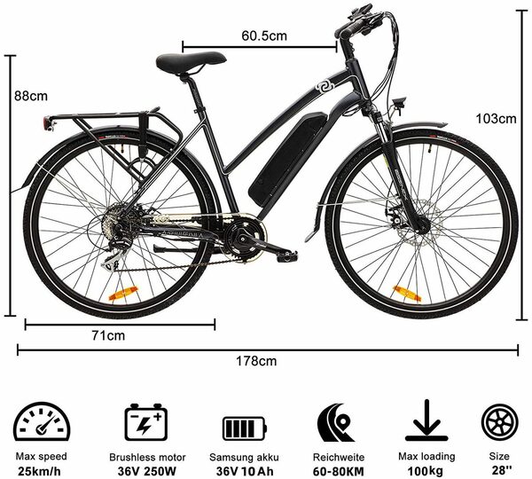 Bild 2 von VECOCRAFT E-Bike Athena, 8 Gang Shimano ALTUS Schaltwerk, Kettenschaltung, Heckmotor 250,00 W