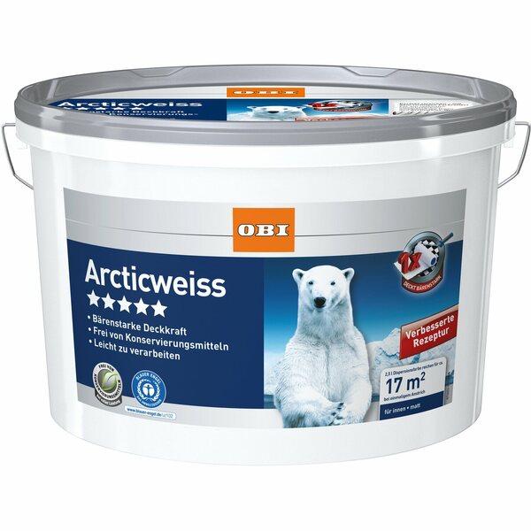 Bild 1 von OBI Wandfarbe Arcticweiß matt 2,5 l