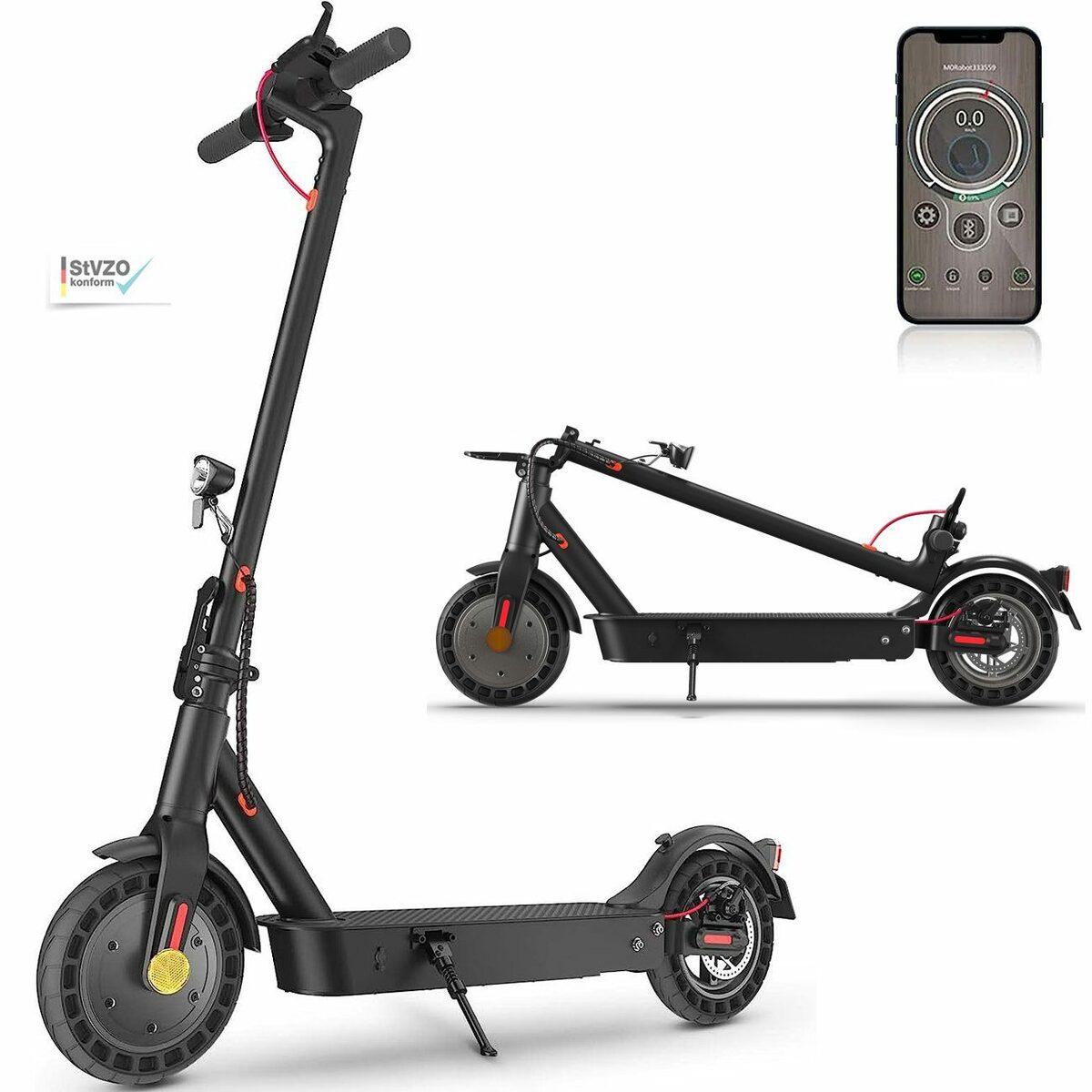 Bild 1 von LETGOSPT E-Scooter mit Straßenzulassung Max 40km Elektroroller mit app E-roller Mit ABE, 500,00 W, 20,00 km/h, 10'' Wabenreifen Hochwertiger Federung, Elektro Scooter für Erwachsene