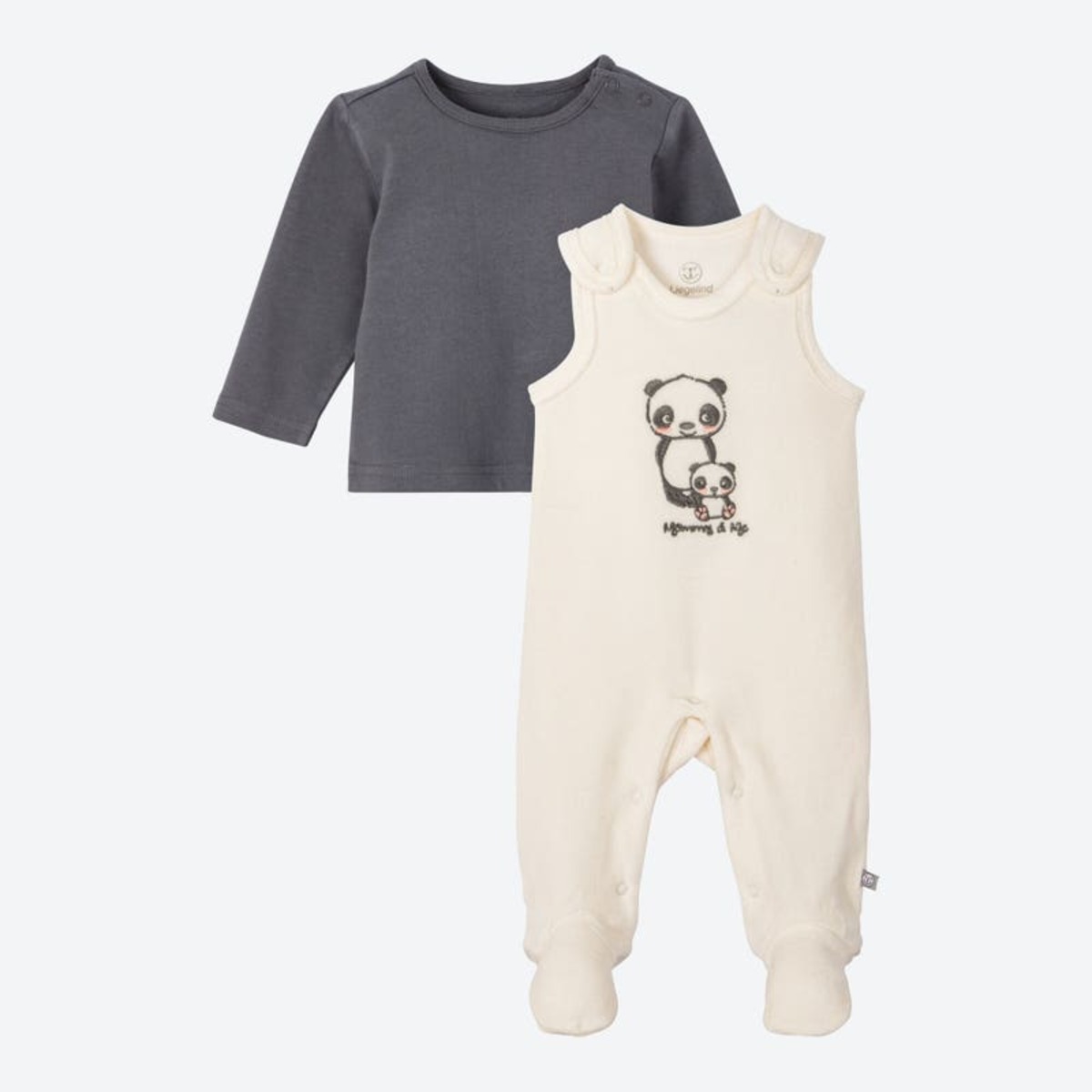 Bild 1 von Baby-Strampler-Set mit Panda-Stickerei, 2-teilig