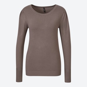 Damen-Pullover mit Schulter-Raffung