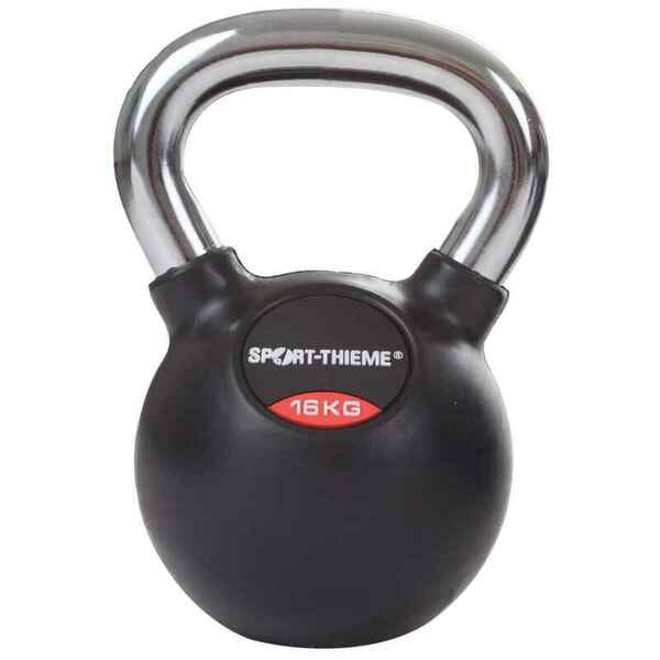 Bild 1 von Sport-Thieme Kettlebell Gummiert mit glattem Chrom-Griff, 16 kg