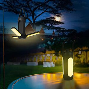 Amouhom LED Campinglampe Tragbar, 10000mAh Wiederaufladbare LED Campingleuchten, 3 Lichtmodi und SOS-Signal Nachtlicht, Eingebaute Taschenlampe Ideal für Camping, Garage, Reisen