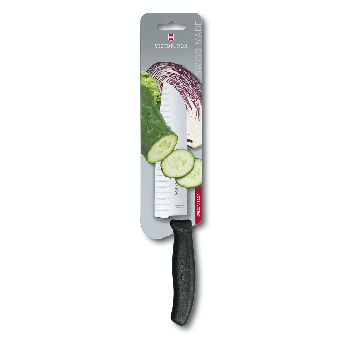 Bild 1 von Victorinox Santokumesser Swiss Classic 17 cm, Kullenschliff, schwarz, Blister