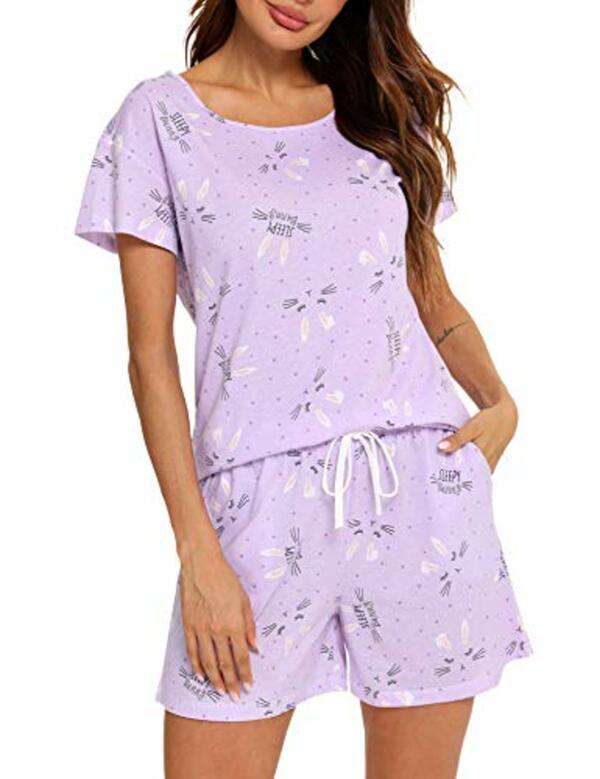 Bild 1 von ENJOYNIGHT Schlafanzug Damen Kurz Pyjama Set Baumwolle Kurza