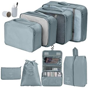 Joyoldelf Koffer Organizer Set, Packing Cubes für Kleidung, Kleidertaschen für Koffer, 9-teilige Wasserfester Packwürfel Kofferorganizer Packtaschen Set mit Kosmetiktasche, Schuhbeutel