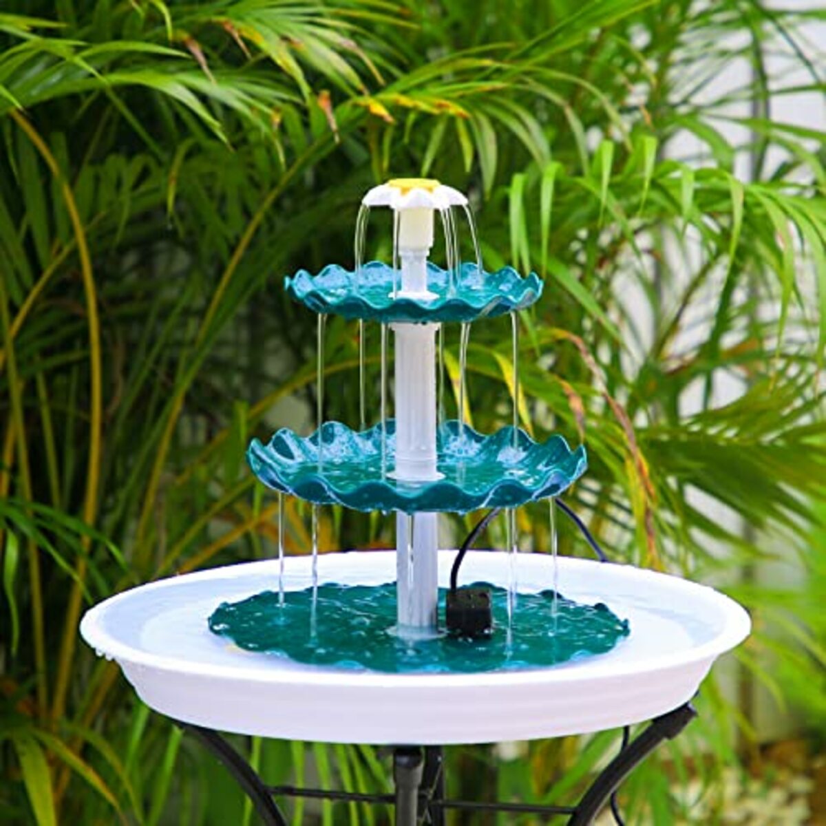 Bild 1 von AISITIN DIY Deko Springbrunnen Grün,Vogeltränke Sets mit 3,5W USB Wasserpumpe, 3 stufige Vogelfütterer für Draußen,Vogelbad und DIY Brunnen Abnehmbar und Geeignet für Vogeltränke, Gartendekora