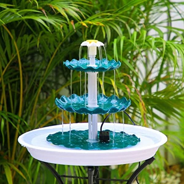 Bild 1 von AISITIN DIY Deko Springbrunnen Grün,Vogeltränke Sets mit 3,5W USB Wasserpumpe, 3 stufige Vogelfütterer für Draußen,Vogelbad und DIY Brunnen Abnehmbar und Geeignet für Vogeltränke, Gartendekora