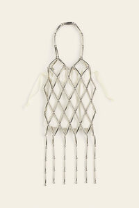 H&M Handytasche mit Perlen Weiß/Silberfarben, Taschen Griff in Größe Onesize. Farbe: White/silver-coloured