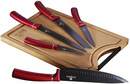 Bild 1 von Berlinger Haus Metallic Line Burgundy BH/2552A Messer Set 6-tlg. in rot mit Schneidebrett aus Bambus