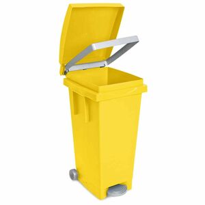 BRB Tret-Abfallbehälter mit Rollen, gelb (2er Set)