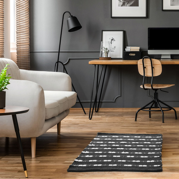 Bild 4 von Teppich recycelte Baumwolle 60x90cm schwarz/weiß