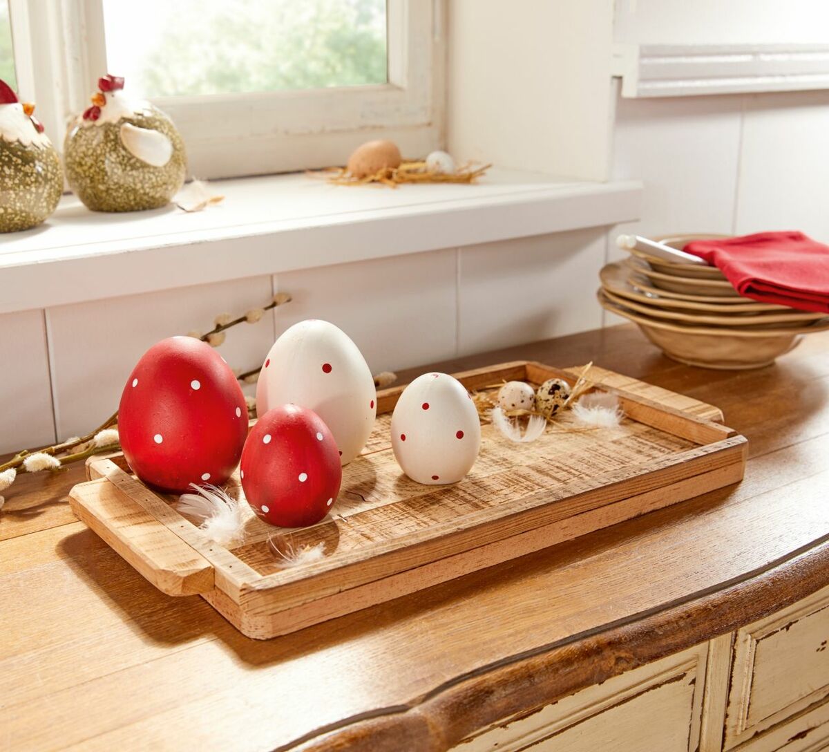 Bild 1 von HomeLiving Dekotablett "Rustikal" Tablett mit Griffe recyceltes Holz, Naturprodukt