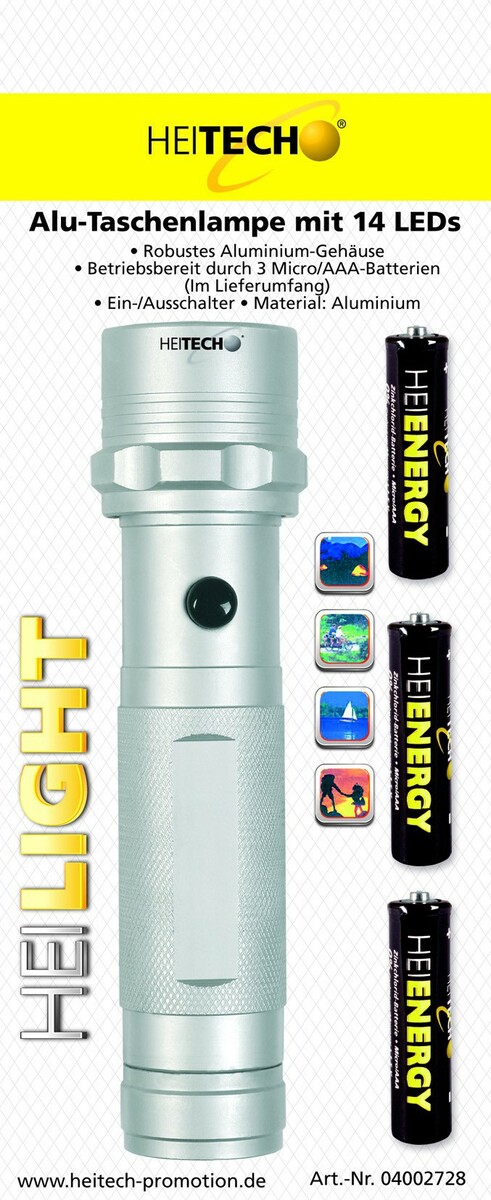 Bild 1 von Heitech ALU-Taschenlampe mit 14 LEDs
