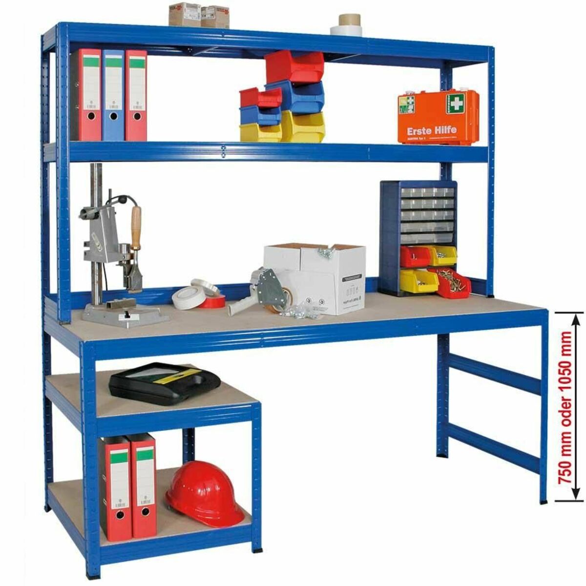 Bild 1 von BRB Werkbankregal mit Regalaufsatz und Unterbau, blau
