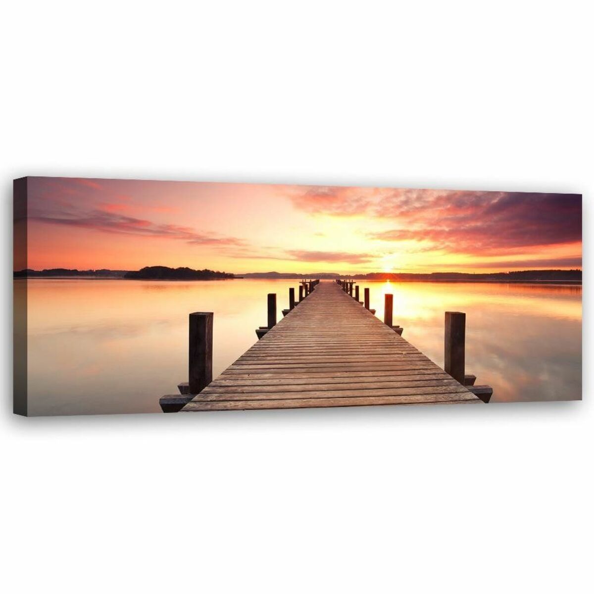 Bild 1 von Feeby Leinwand, Sonnenuntergang über der Brücke HORIZONTAL, 70x25