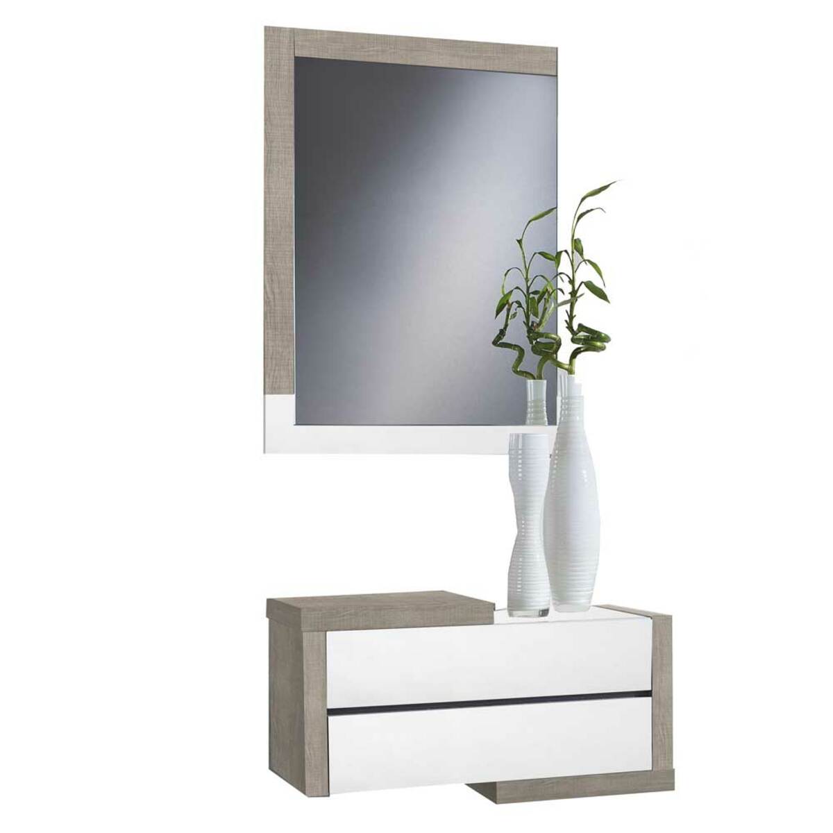 Bild 1 von Spiegel und Wandkonsole in Sonoma Eiche Weiß Hochglanz (zweiteilig)