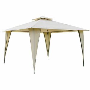 Outsunny Partyzelt mit Doppeldach, Metall Polyester Beige  3,5x3,5x2,7m