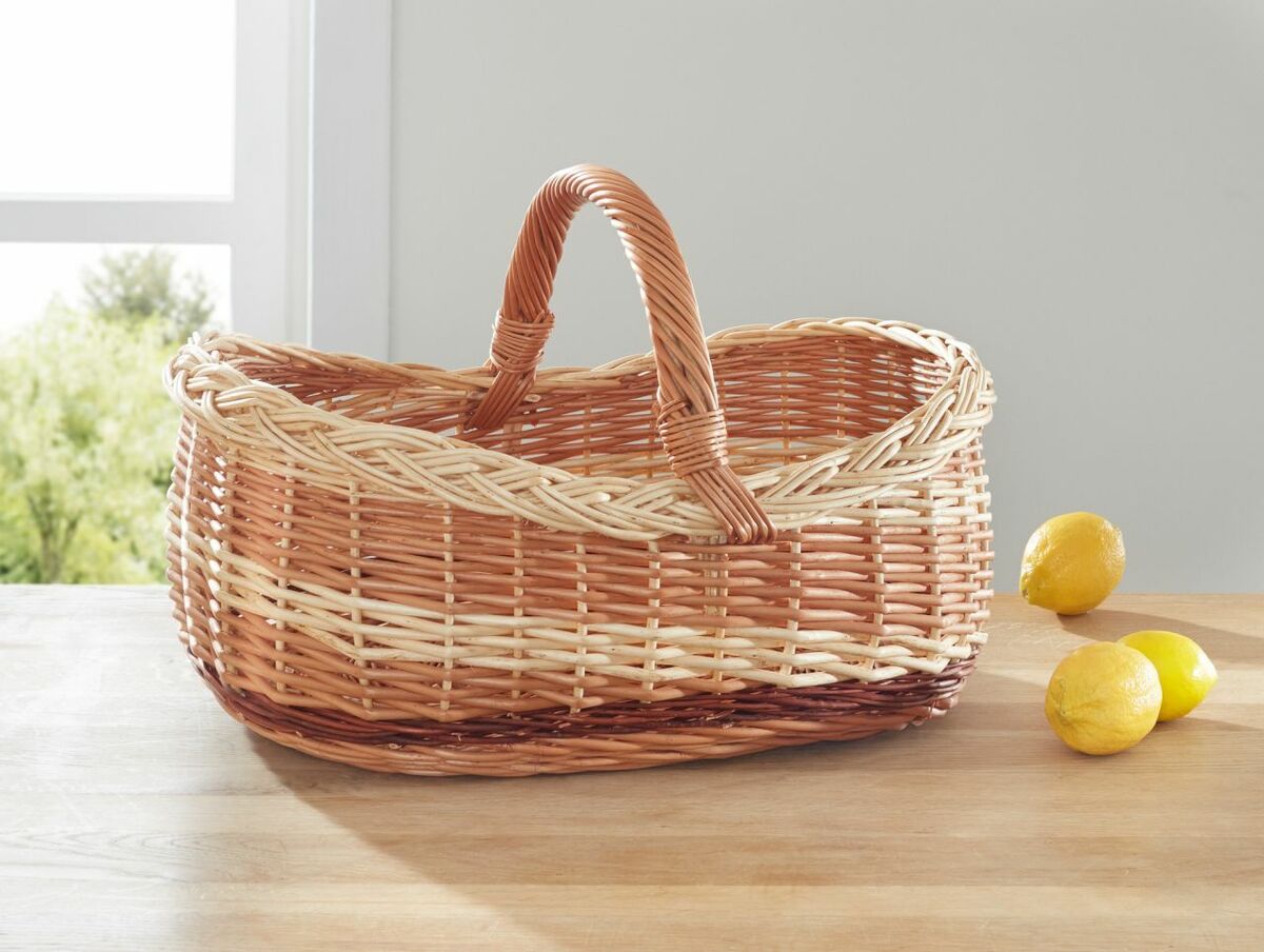 Bild 1 von HomeLiving Einkaufskorb "Farbenmix" Füllkorb Flechtkorb Natur bügel Einkauf Flaschen
