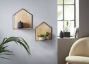 Bild 1 von HomeLiving Wandregal "Haus", 2er Set, Wanddeko, Metall schwarz, Holz, Deko modern