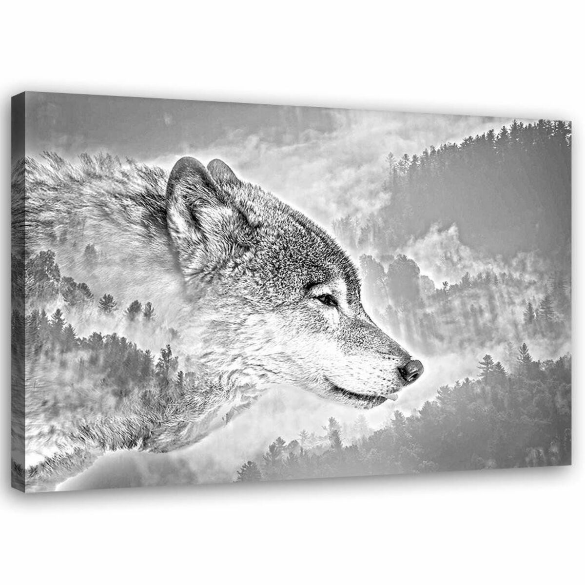 Bild 1 von Feeby Leinwand, grauer Wolf HORIZONTAL, 60x40