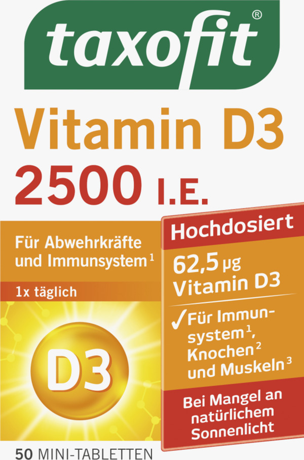 Bild 1 von taxofit Vitamin D3 2500 I.E. Mini-Tabletten