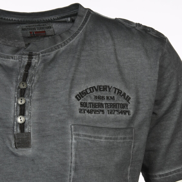 Herren Henley-Hemd Used-Look - Langarm Vintage Shirt Mit Knopfleiste