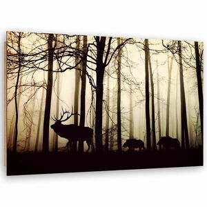Feeby Deko-Panel, Hirsche im Wald HORIZONTAL, 60x40