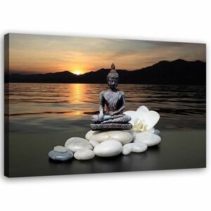 Feeby Leinwand, Buddha über dem Meer HORIZONTAL, 60x40