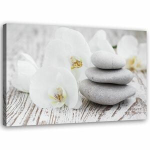 Feeby Leinwand, Zen Blumen und Steine HORIZONTAL, 90x60