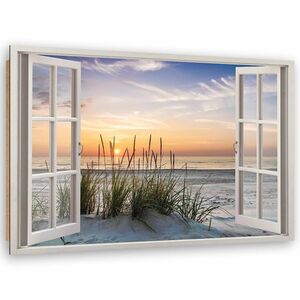 Feeby Deko-Panel, Fenster zum Strand HORIZONTAL, 60x40