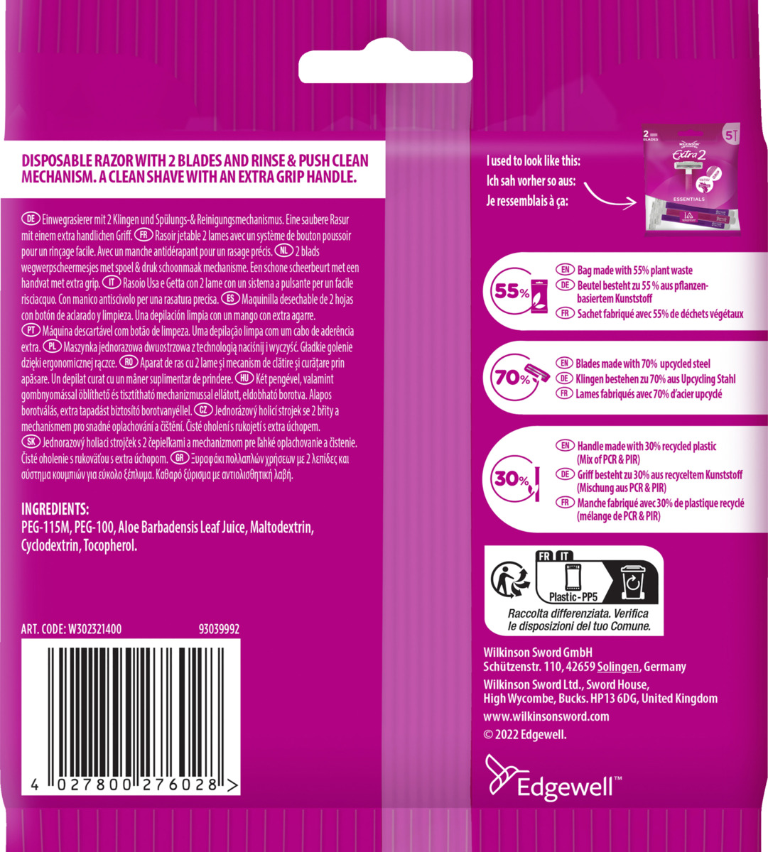 Bild 2 von Wilkinson Sword Extra2 Essentials Damen Einwegrasierer