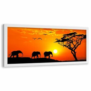 Feeby Bild im weißen Rahmen PANORAMA, Orange Afrika HORIZONTAL, hochwertiges Bild