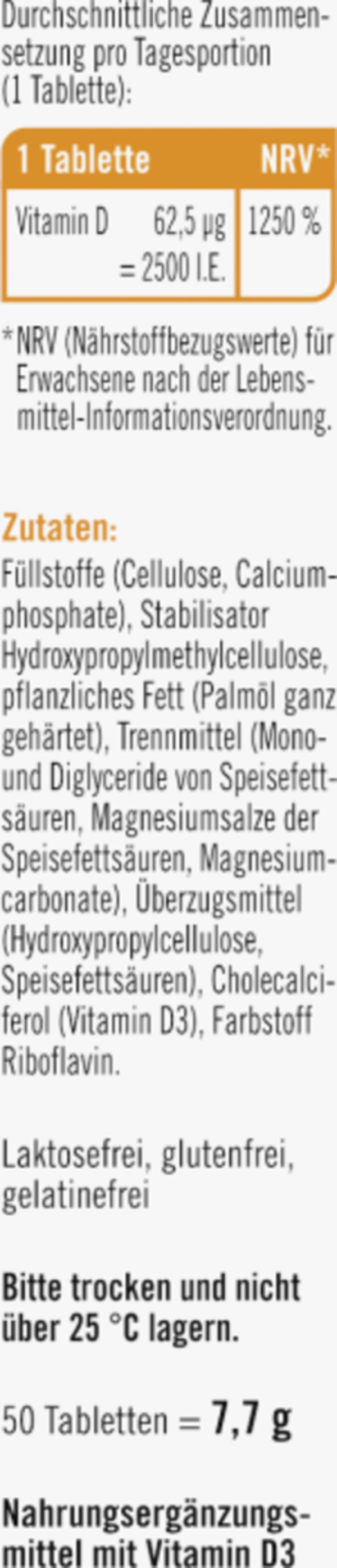 Bild 3 von taxofit Vitamin D3 2500 I.E. Mini-Tabletten