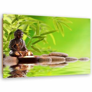 Feeby Deko-Panel, Budda auf dem grünen Hintergrund HORIZONTAL, 60x40
