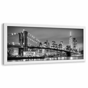 Feeby Bild im weißen Rahmen PANORAMA, Brooklyn Bridge HORIZONTAL, hochwertiges Bild