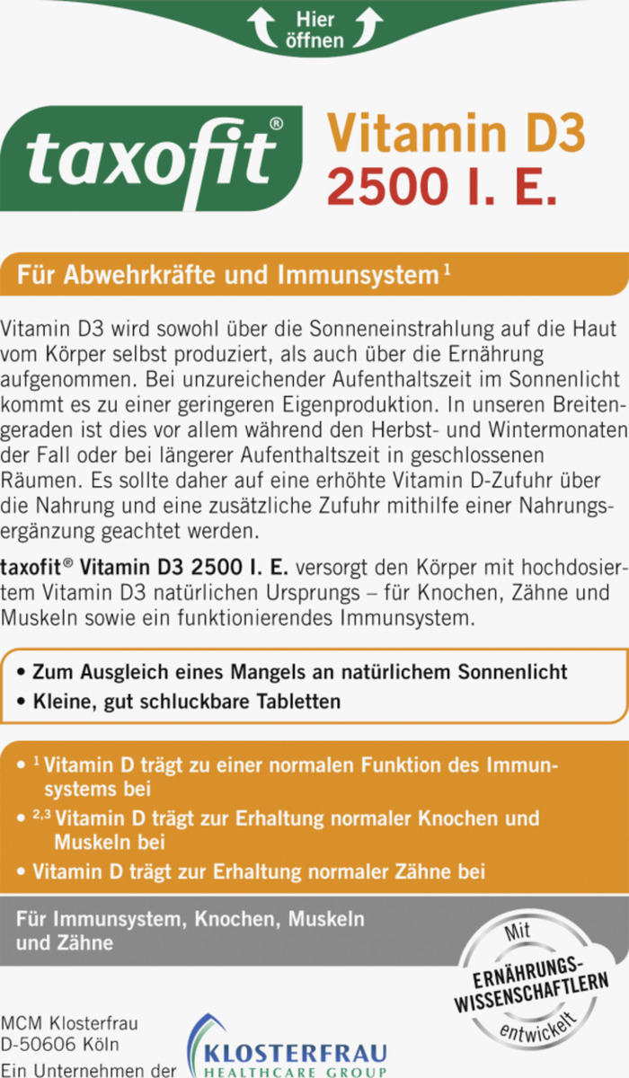 Bild 4 von taxofit Vitamin D3 2500 I.E. Mini-Tabletten